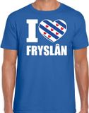 Bellatio Decorations Shoppartners Bv T-shirt met I love Fryslan print - voor heren - blauw - S