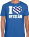 Bellatio Decorations Shoppartners Bv T-shirt met I love Fryslan print - voor heren - blauw - S