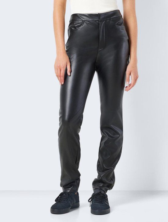 NOISY MAY NMANDY MONI PU HW ANKLE PANTS NOOS - Black - Size S/30