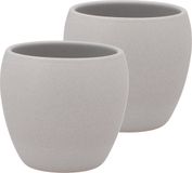 DK Design Pot de fleurs/pot de plantes - 2x - Vinci - gris clair mat - D13 x H14 cm