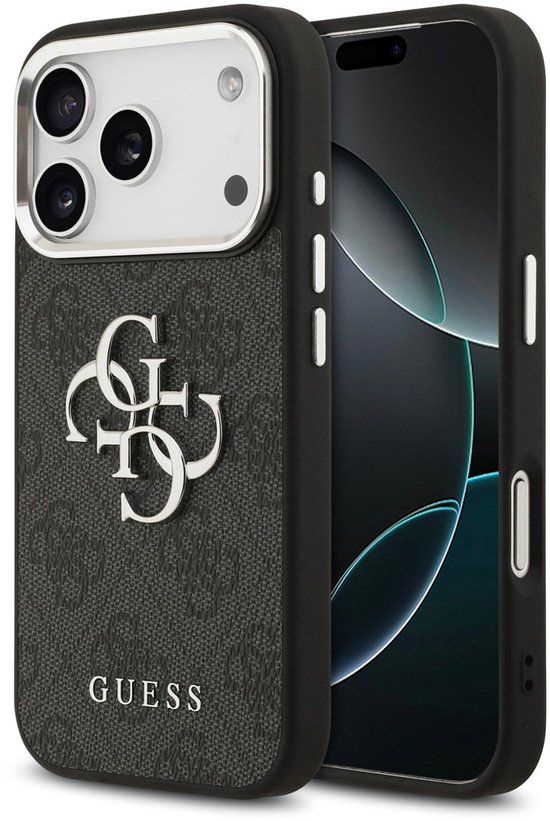 Guess Back Cover - iPhone 17 Pro Max - Zwart - Slank bumperdesign - Big Metal Logo