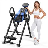 VEVOR Inversietafel tot 126 kg, robuuste inversietafel met dubbel rolvergrendelingsmechanisme, rugtrainer voor verlichting van rug- en nekklachten, armleuningen in 3 standen en verstelbare voetsteun, blauw