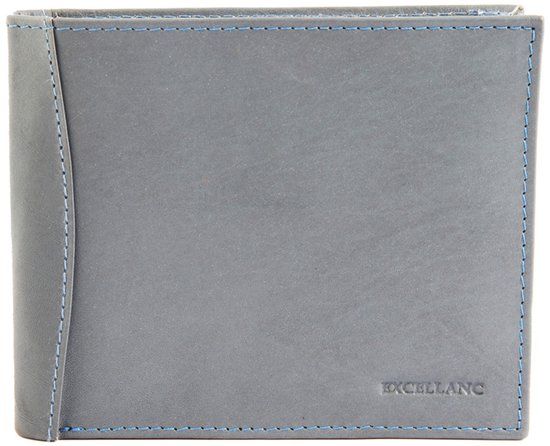 Excellanc Leren Heren Portemonnee Grijs Blauw