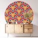 Fleurs Mosaïque Sticker Mural Rond / Cercle - Diamètre 150 Cm - Adhésif + Protection Mate
