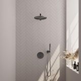 Brauer Gunmetal Edition Thermostatische Regendoucheset Inbouw - Hoofddouche 30 cm - Rechte Wandarm - 3 Weg - Handdouche Rond - Doucheslang - Wandaansluitbocht - Gunmetal