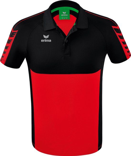 ERIMA Six Wings Polo - Men - Red/Black - Size S - Long Sleeve - Polyester