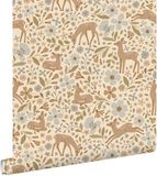 ESTAHome Behang Hertjes Beige, Blauw en Groen - 50 x 900 cm