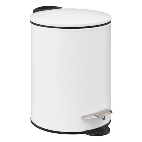 5five Five - Afvalemmer voor badkamer, metaal, wit, Soft Close, 3 l