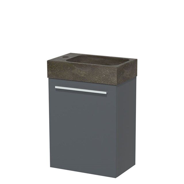Maxaro Toiletmeubel met Wastafel Natuursteen Modulo Donkergrijs 40 cm