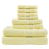 Madison Park Signature 8-delige luxe badhanddoeken-set, 100% katoen, 800 g/m², geel
