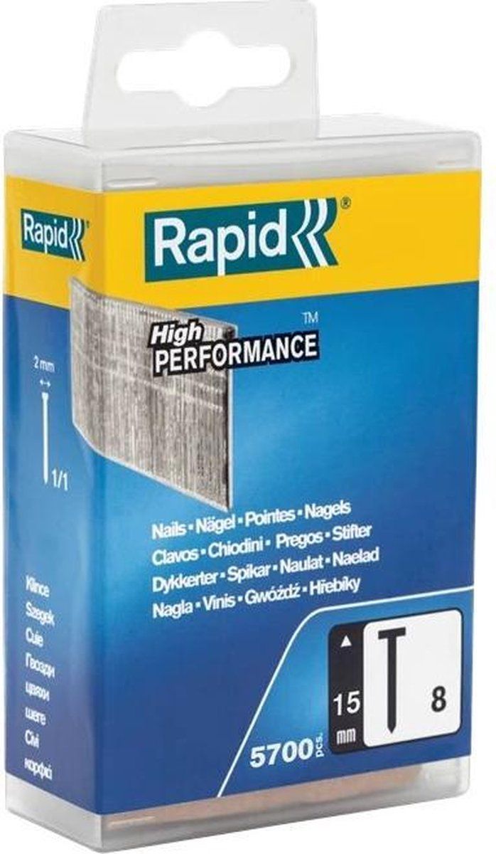 Rapid Nagel type 8, 15 mm duikkopnagels 18 Ga, 5.700 stk.