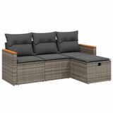 vidaXL 4-delige Loungeset met Kussens Poly Rattan Grijs