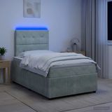 vidaXL LED Boxspringbed met Matras Lichtgrijs 120 x 190 cm Fluweel