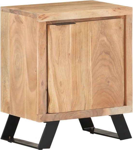 vidaXL Nachtkastje - met - natuurlijke - rand - 40x30x50 - cm - massief - acaciahout