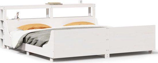 vidaXL Bedframe massief grenenhout wit 200x200 cm