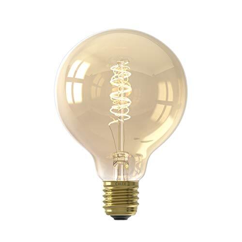 Calex LED Lamp - E27 - Flexibel Filament Bulb - 4W Vintage Lichtbron - Dimbaar - Globe G95 Gloeilamp Goud - Warm Wit licht