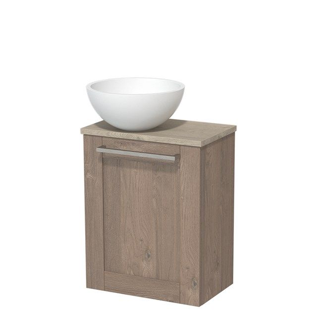 Maxaro Modulo Toiletmeubel 41 cm - Middenbruin Eiken - Lichtgrijs Eiken