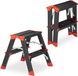 Merklose Twee-traps aluminium ladder, geschikt tot 120 kg, lichtgewicht, afmetingen 38 x 38 x 41 cm, ideale huishoudladder voor de keuken, kleur zwart