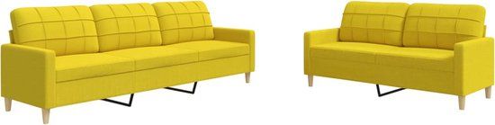 vidaXL 2-delige Loungeset stof lichtgeel