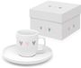 PPD Hart-infusie matte espresso set, 2-delig, in cadeauverpakking, bestaande uit: espressokop, kop, en onderschotel, gemaakt van New Bone China, inhoud 75 ml