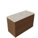 Saniclass Set meuble de salle de bain avec cadre en bois - 100x45x63cm - Plateau en pierre naturelle Travertin - sans trou pour robinetterie - 2 tiroirs - noyer mat pur