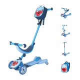 HUDORA 4-in-1 kinderstep in monster-design, flexibel glijvoertuig en tri-scooter, led-wielen en rugzak, in hoogte verstelbaar, vanaf 12 maanden, zitten en rijden, jongens en meisjes