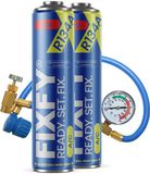 FIXFY 5in1 airconditioning navulset 2x GROTE BUS 500ml + slang met manometer R134a