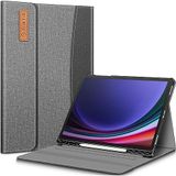 FINTIE Hoesje voor Samsung Galaxy Tab S9 Plus 12,4 inch 2023 Model (SM-X810/X816/X818) met ingebouwde S-penhouder, portfolio met meerdere hoeken en zak automatisch slapen/wake, grijs