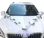 Omgoods Autodecoratie Mariage - Décoration pour Voiture - Guirlande avec Fleurs - Tulle 160 cm - Fleurs Artificielles 11 cm - 2 Pièces - Décoration de Mariage