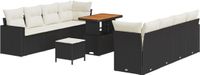 vidaXL Tuinbank Set 11-delig Zwart Polyrattan Hoek Loungeset