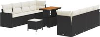 vidaXL Banc de jardin 11 pièces Noir Polyrotin Ensemble de salon d'angle