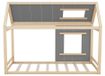 Lit enfant forme maison - Lit simple 90 x 200 cm - Bouleau - Avec toit et fenêtre - Couleurs naturelles
