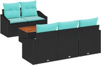 vidaXL Tuinbankenset 6-delig Zwart Polyrattan