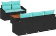 vidaXL Tuinbankenset 6-delig Zwart Polyrattan