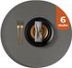 Castagnola Lederlook Placemats - Ronde Placemats - Antislip Placemat van Kunstleer - Waterafstotende Onderlegger - Onderzetter - 6 Stuks - Diameter 38 cm - Grijs