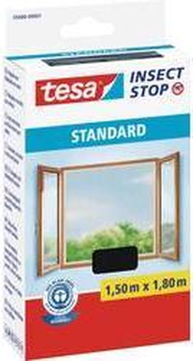 tesa Insect Stop Standard Vliegenhor voor Ramen - 150 cm x 180 cm - Antraciet