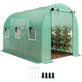 Mobliva Serre 3 x 2 x 2 m, serre en aluminium avec roulettes, 2 portes à fermeture éclair et 6 fenêtres en filet, poteaux de soutien, verte