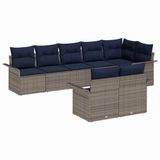 vidaXL Tuinbank - Set - 8-stuks - Grijs - Polyrattan