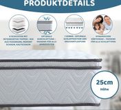 Arensberger matras 120 x 200 cm - VIKTORIA Pocketvering matras – 120cm x 200cm x 25cm – 7-Zone, Geïntegreerde Topper, H2/H3/H4 Gemengde Hardheid, Hoge Puntelasticiteit - pocketvering matras 120x200 cm
