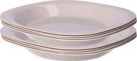 Plasticforte Assiettes d'anniversaire/enfants/camping - 8x pièces - Dia 21 cm - beige - plastique - incassable