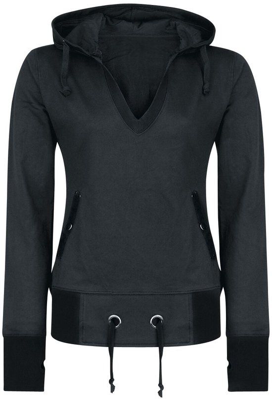 Forplay Patched Hoodie Dames Trui met capuchon - zwart - XL