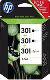 HP 301 Inktcartridge Multipack (Zwart, Cyaan) - 3-pack