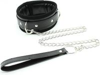 Fetish LATETOBED BDSM LINE Collar With Metal Leash And Pedded Interior Black