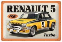 Nostalgic Art Merchandising Renault R5 Turbo 1980. Metalen wandbord in reliëf 20 x 30 cm.