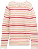 Tom Tailor Pull en tricot de coton biologique à manches longues pour femme - Taille M - design rayé tricot pêche