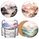 Set de 8 sous-verres en céramique avec un aspect marbre et un dessous en liège