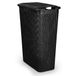 Plasticforte Panier à linge étroit avec couvercle Rotin - noir - plastique tressé - 48 litres - 27x46x60 cm