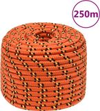 vidaXL Boottouw 12 mm 250 m polypropyleen oranje