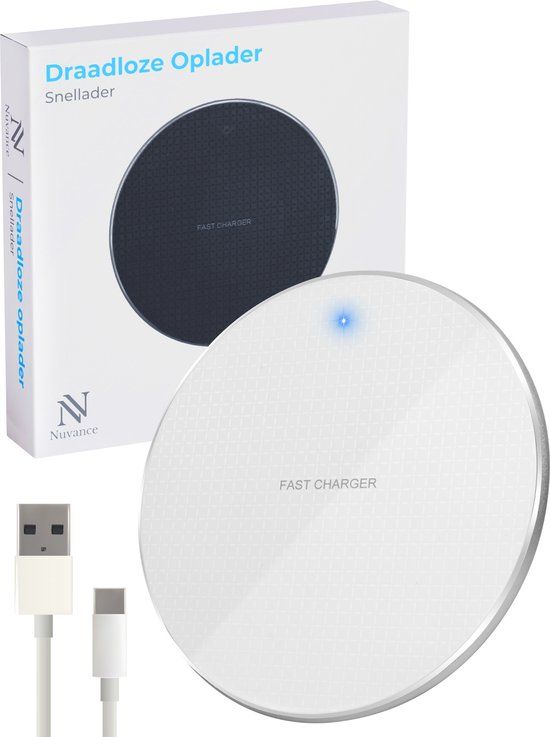 Nuvance 10W Wireless Charger - Including Cable - Fast Charger - Suitable for all Wirelessly Chargeable Smartphones