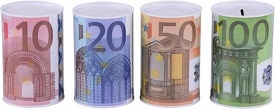 Top1Toys Merkloos Spaarpot - Euroblik Design - Eenmalig Te Openen - 8 x 13 cm - Wit